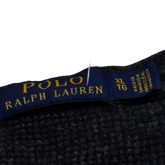 Playera Manga Larga Ralph Lauren Xgrande XL Gris pony blanco