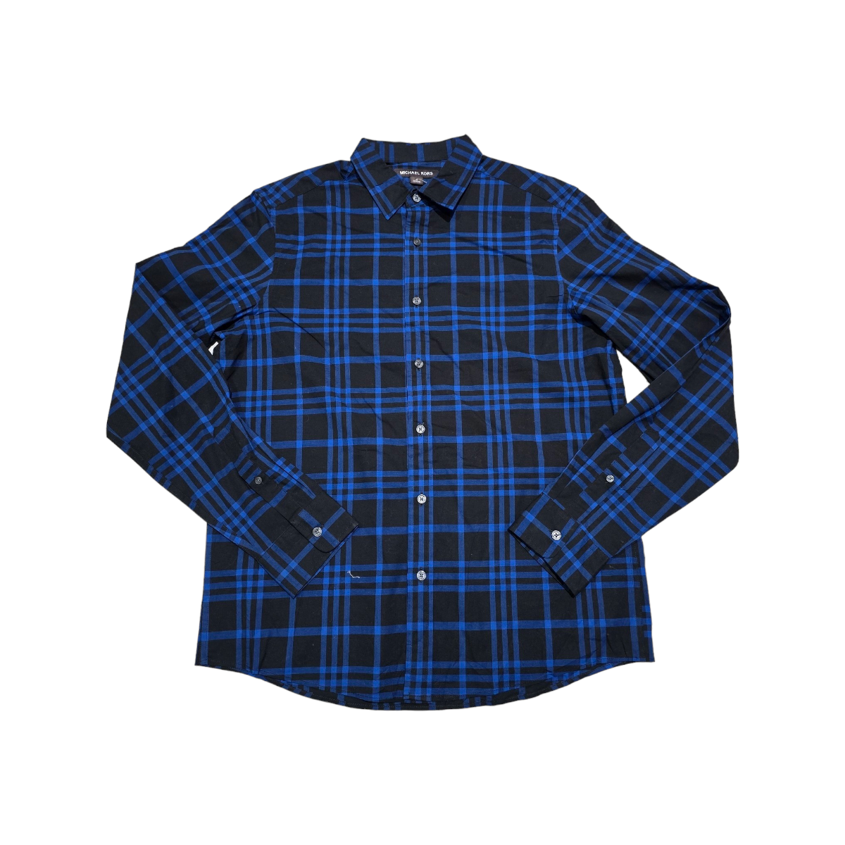 Camisa Michael Kors Mediana Cuadros Azul Y Negro Halteo