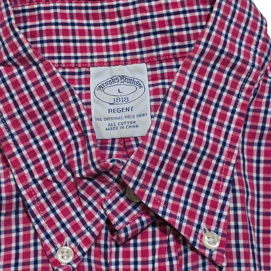 Camisa Brooks Brothers Grande L Regent Cuadro Rosa
