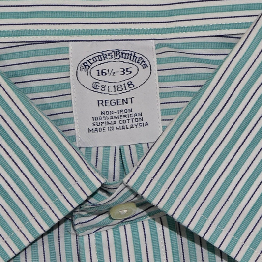 Camisa Brooks Brothers Grande 16 1/2 35 Regent Verde Lineas