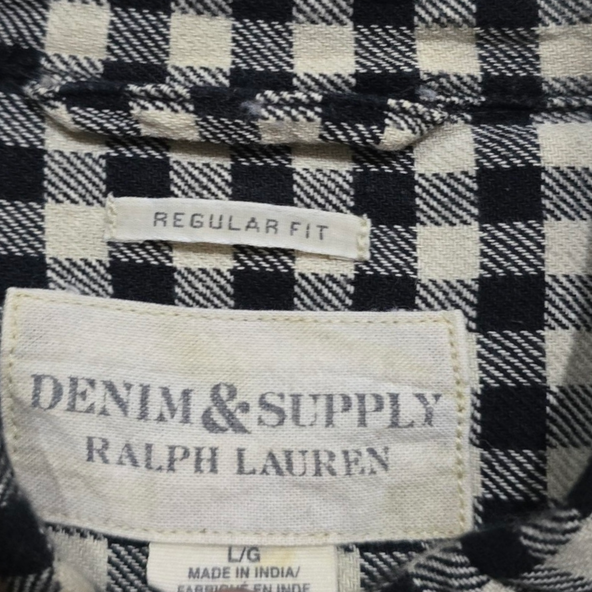 Camisa Ralph Lauren Grande L Regular Cuadro Negro Y Blanco