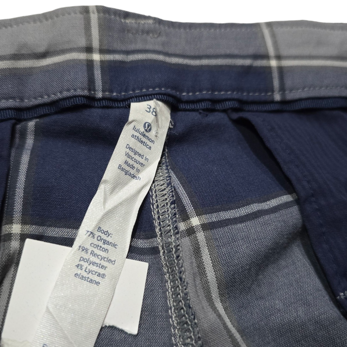 Bermuda Lululemon Talla 38 Azul Cuadro