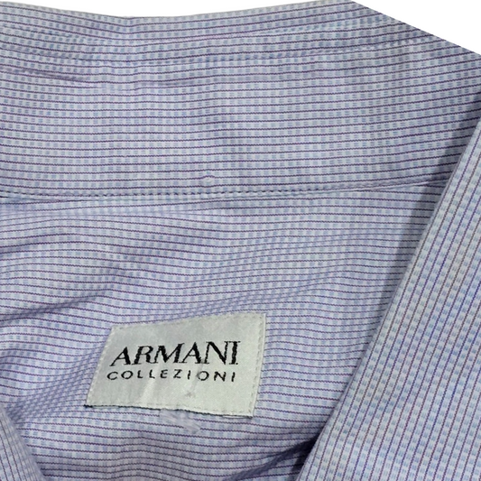 Camisa Armani Collezioni Grande 17 1/2 44 Cuadro Azul