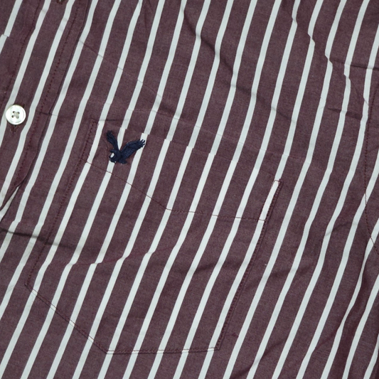 Camisa American Eagle Chico S Classic Fit Lineas Vino