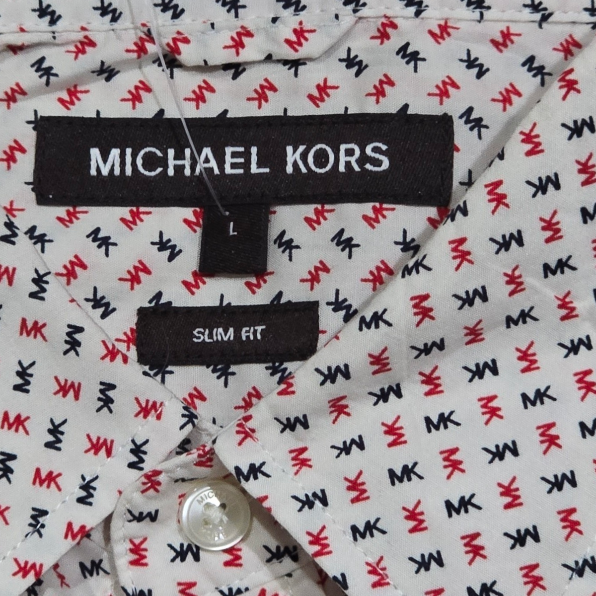 Camisa Michael Kors Grande L Slimfit Blanca Letras
