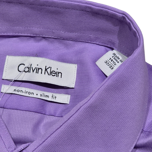 Camisa Calvin Klein Chico S 14 1/2 32-33 Slimfit Morado