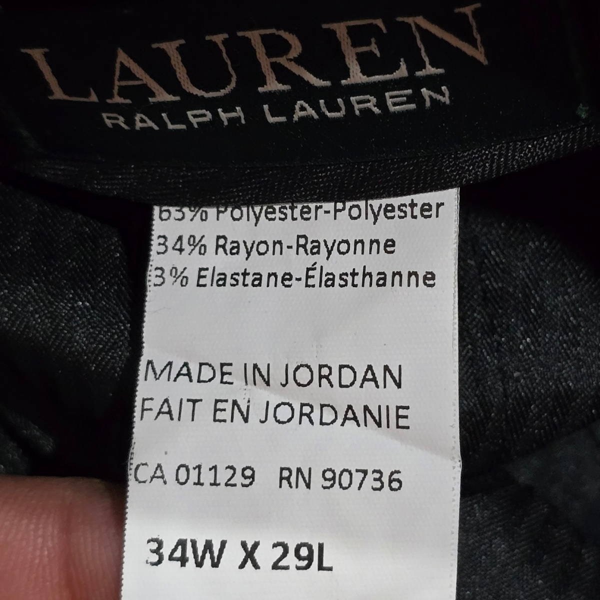 Pantalon Vestir Ralph Lauren Azul Recto Etiqueta Negra 34x29