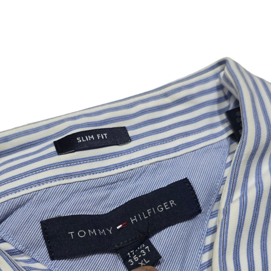 Camisa Tommy Hilfiger Xgrande Xl 17 1/2 36-37 Slimfit Azul