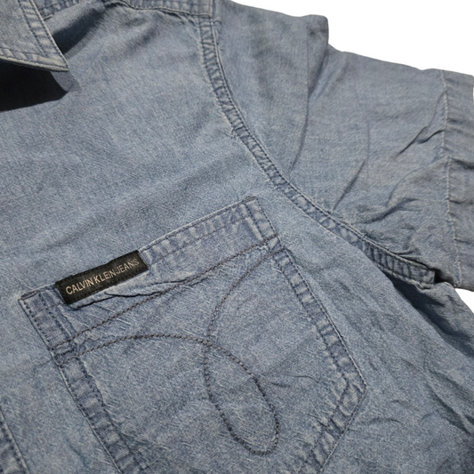 Camisa Manga Corta Calvin Klein Chico S Azul