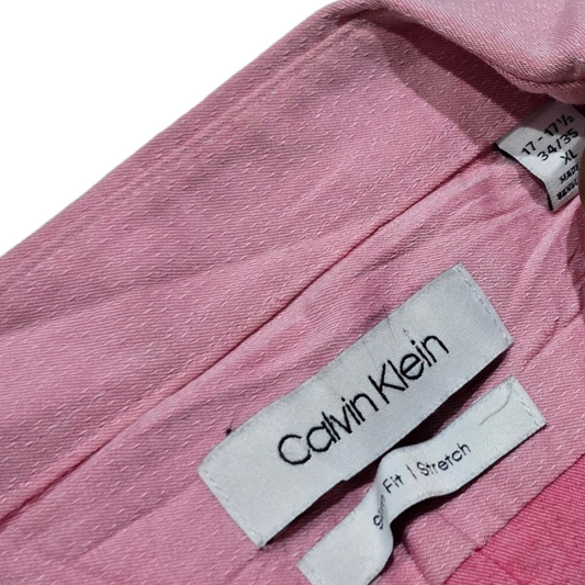 Camisa Calvin Klein Xgrande Xl 17 1/2 34-35 Slimfit Rosa
