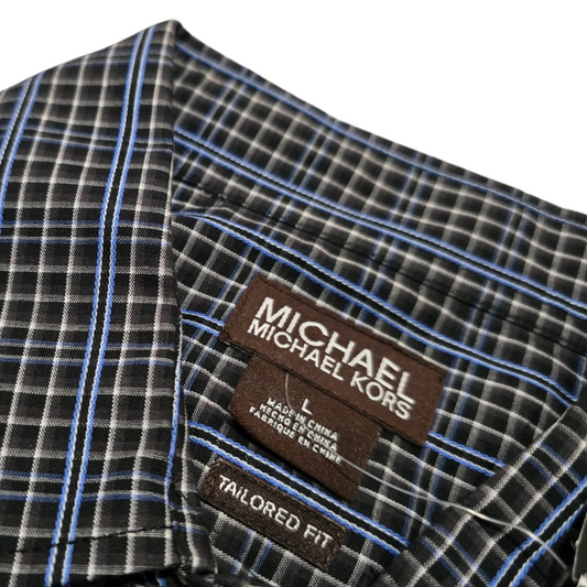 Camisa Michael Kors Grande L Cuadro Negro Tailored Fit