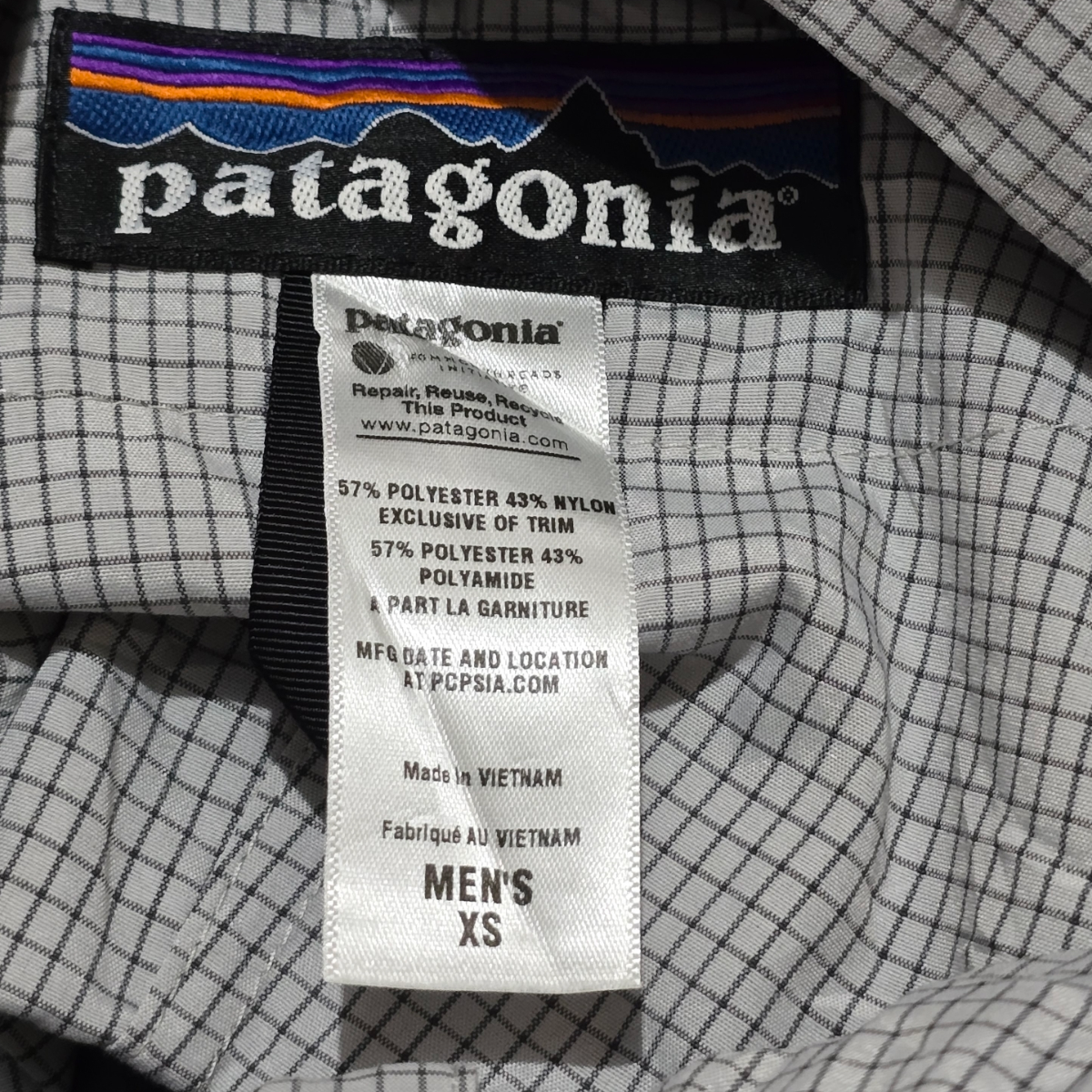 Chamarra Impermeable Patagonia Xchico Xs Gris Cuadros