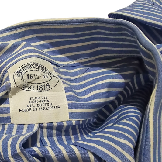 Camisa Ralph Lauren Grande 16 1/2 Slimfit Azul Claro Lineas