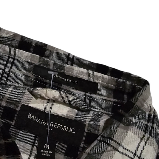 Camisa Banana Republic Untucked Fit Mediana M Cuadro Gris