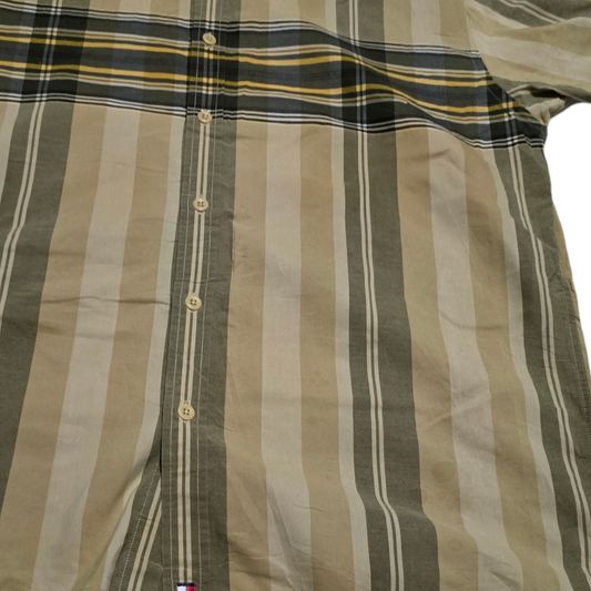 Camisa Tommy Hilfiger Manga Corta Xgrande Xl Cafe Lineas