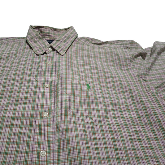 Camisa Ralph Lauren Manga Corta Xl Classic Fit Cuadro Rosa