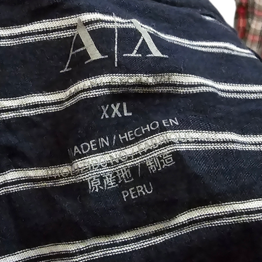 Playera Armani Exchange 2xl Azul Lineas Blancas