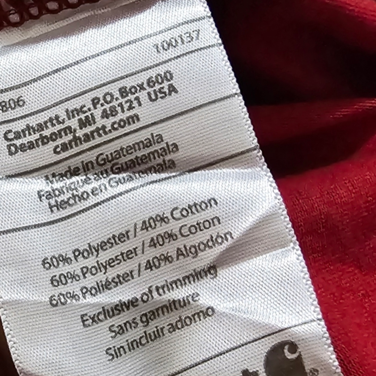 Playera Manga Larga Carhartt Grande L Rojo Relaxed Fit