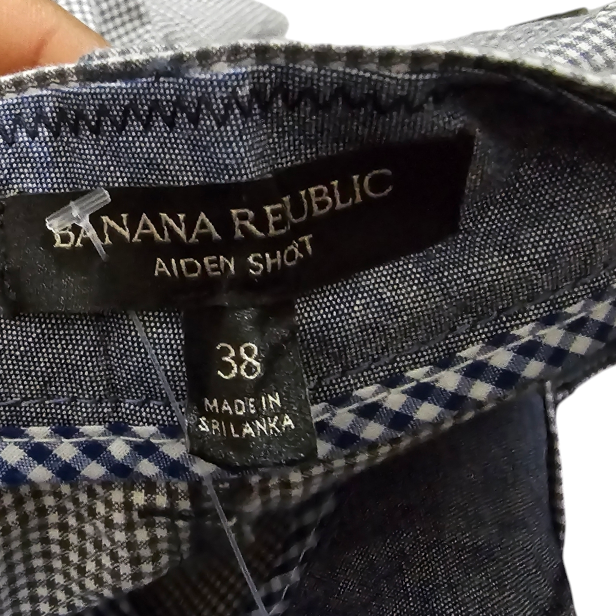 Bermuda Banana Republic Talla 38 Cuadros Azul Y Blanco