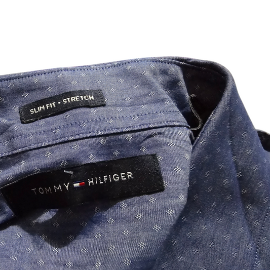 Camisa Tommy Hilfiger Slim Fit Grande L Azul (Usado)