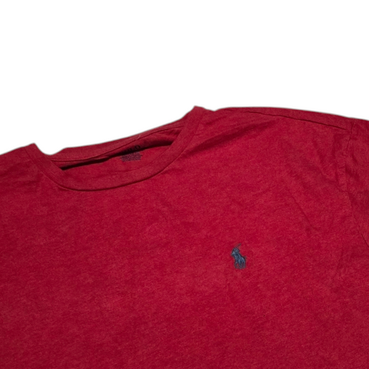 Playera Ralph Lauren Classic Fit Grande L Roja Pony Azul (Usado)