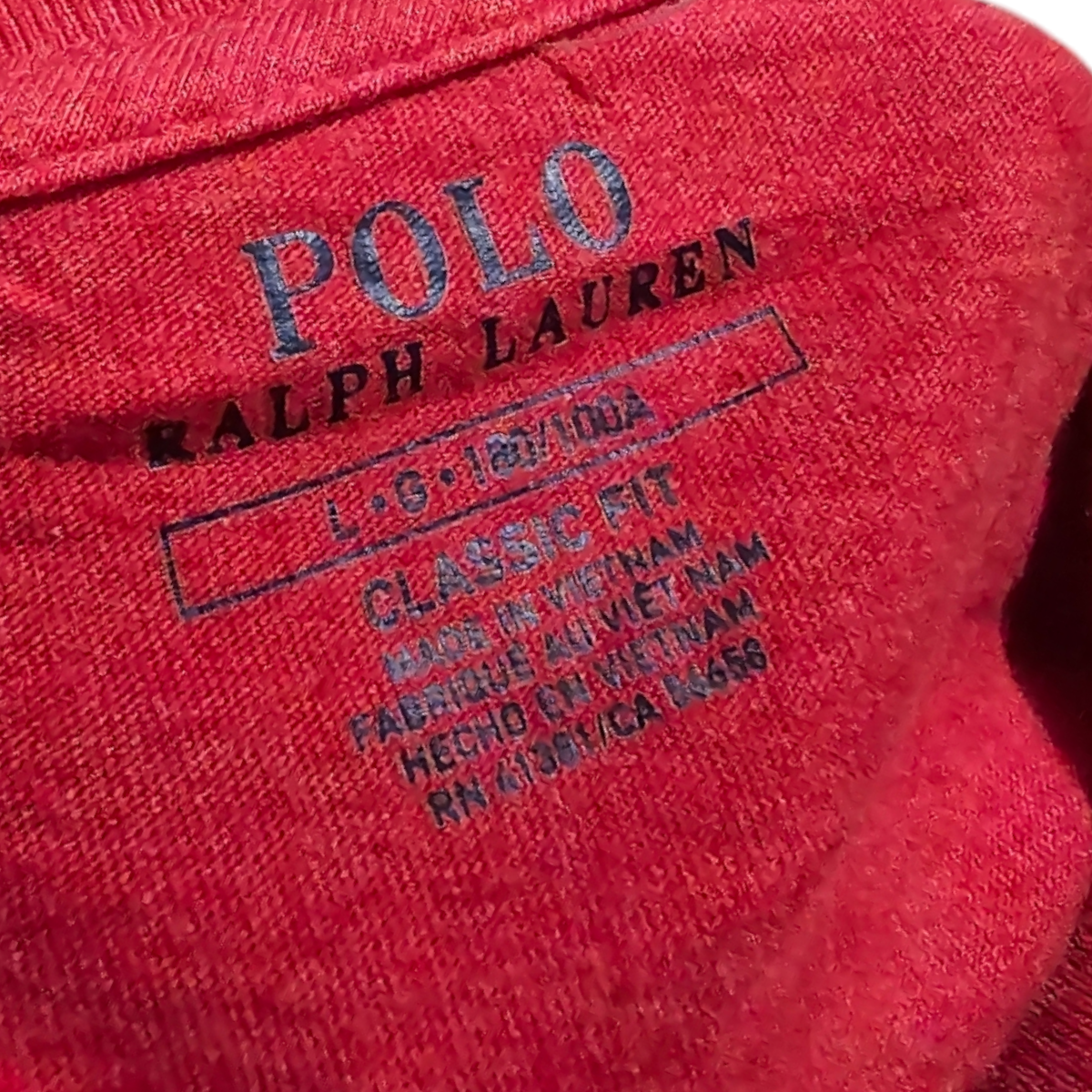 Playera Ralph Lauren Classic Fit Grande L Roja Pony Azul (Usado)