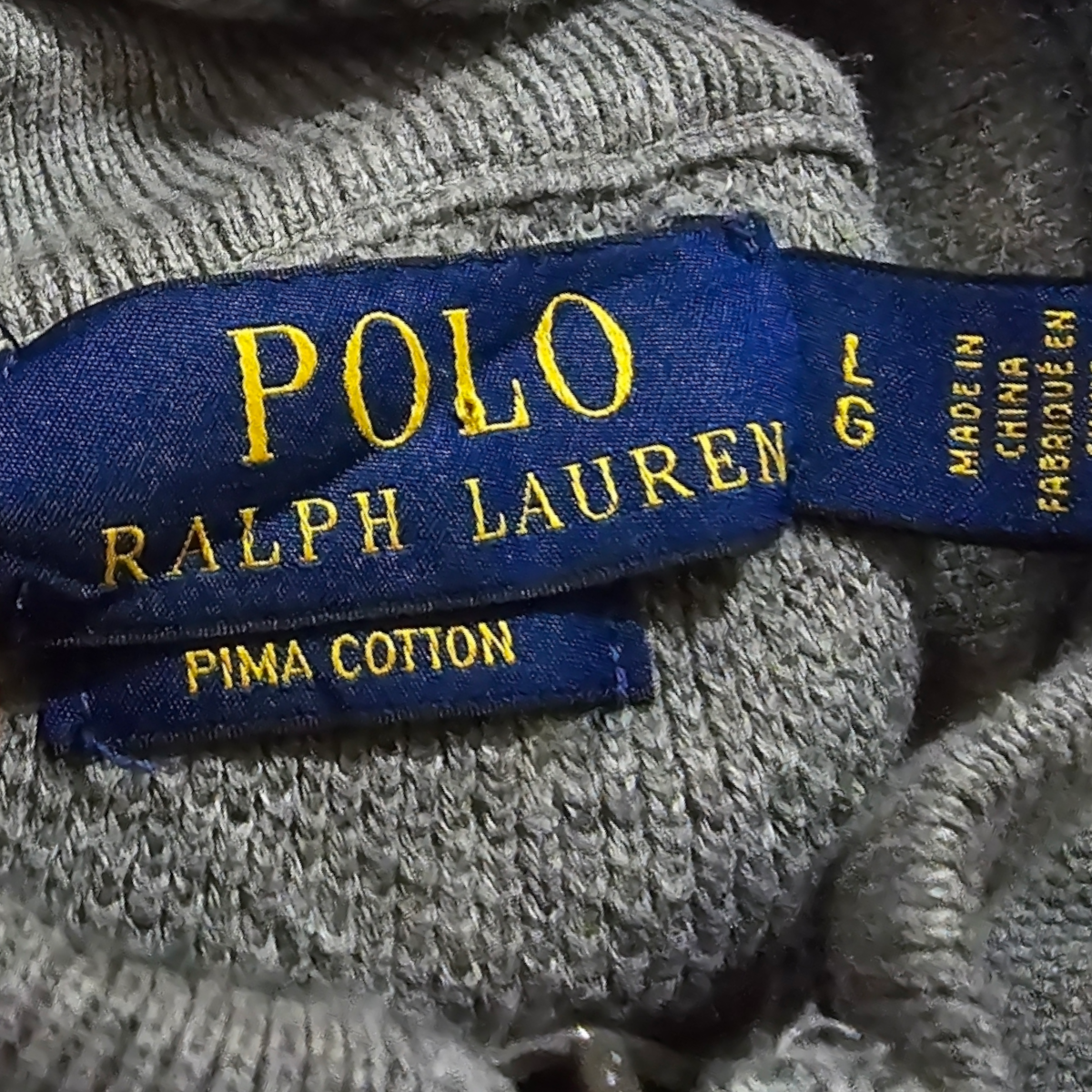 Sueter Ralph Lauren Pimma Cotton Grande L Gris Pony Negro