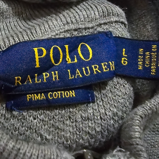 Sueter Ralph Lauren Pimma Cotton Grande L Gris Pony Negro