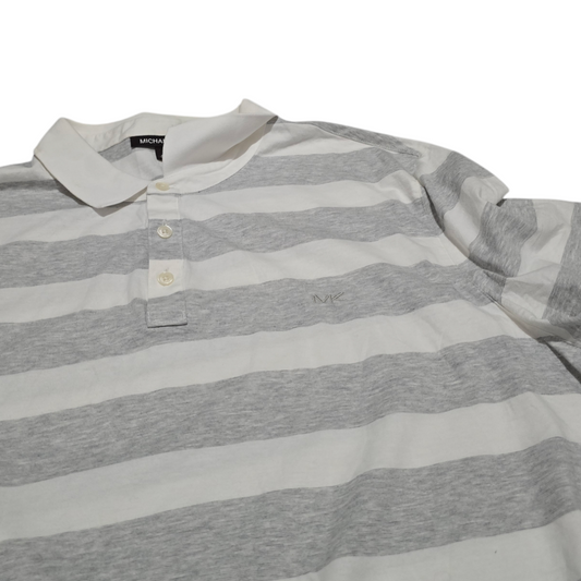 Playera Polo Michael Kors 2xl Lineas Gris Y Blanca (Usado)