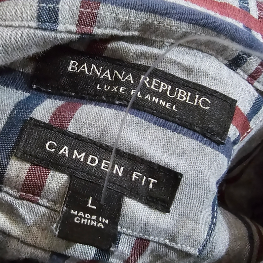 Camisa Cuadros Camden Fit Banana Republic Grande L Gris Rojo (Usado)