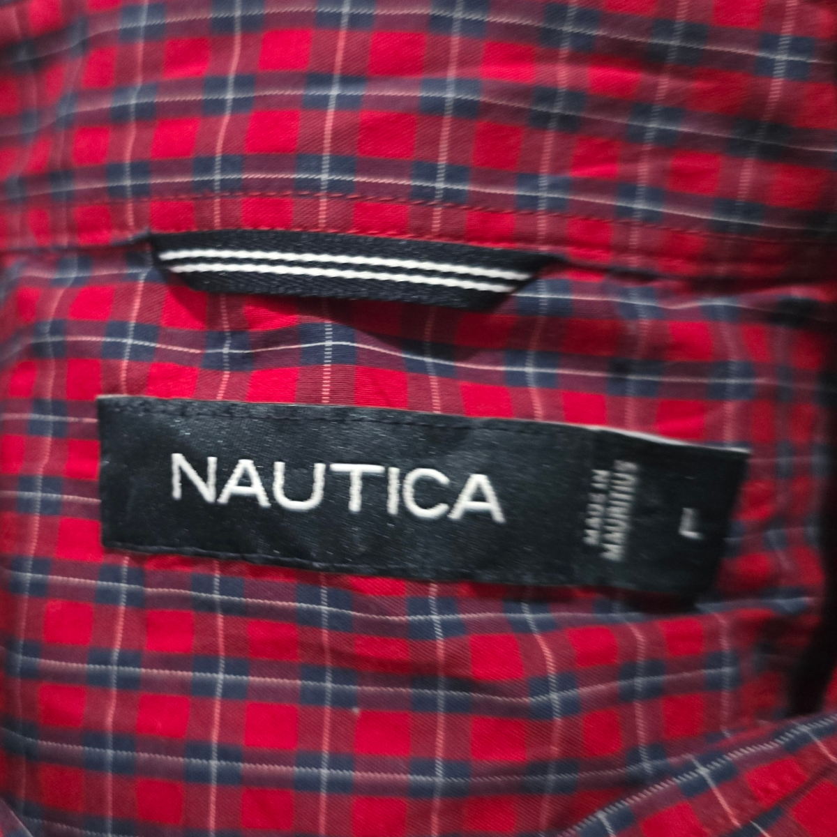 Camisa Nautica Grande L Cuadro Rojo Y Azul