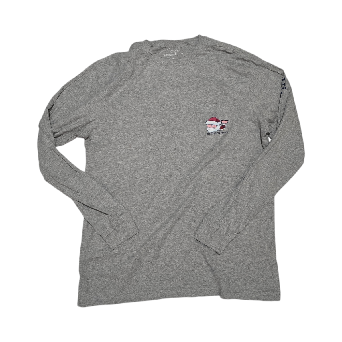 Playera Manga Larga Vineyard Vines Mediana M Gris Navidad