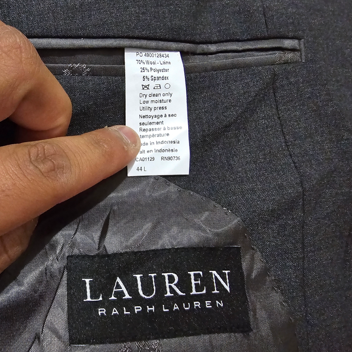Saco Ralph Lauren 44l Gris Etiqueta Negra