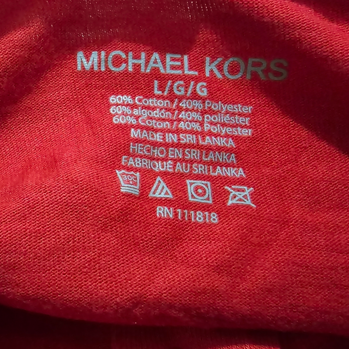 Playera Manga Larga Michael Kors Grande L Rojo