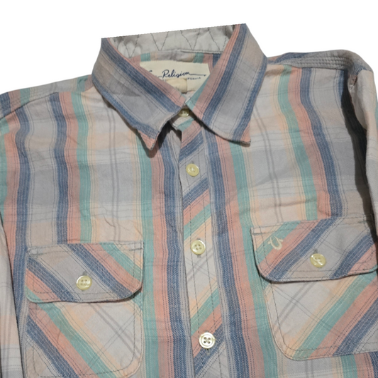 Camisa True Religion Xchico Xs Cuadro Beige