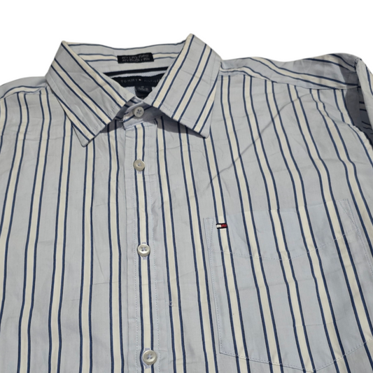 Camisa Tommy Hilfiger Mediana 15 1/2 Blanca Y Azul