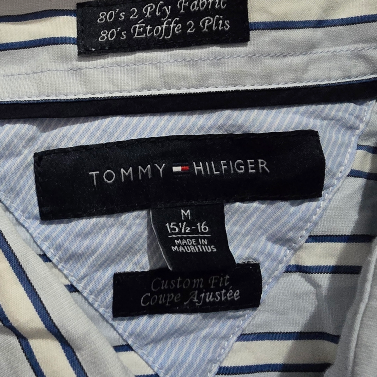 Camisa Tommy Hilfiger Mediana 15 1/2 Blanca Y Azul