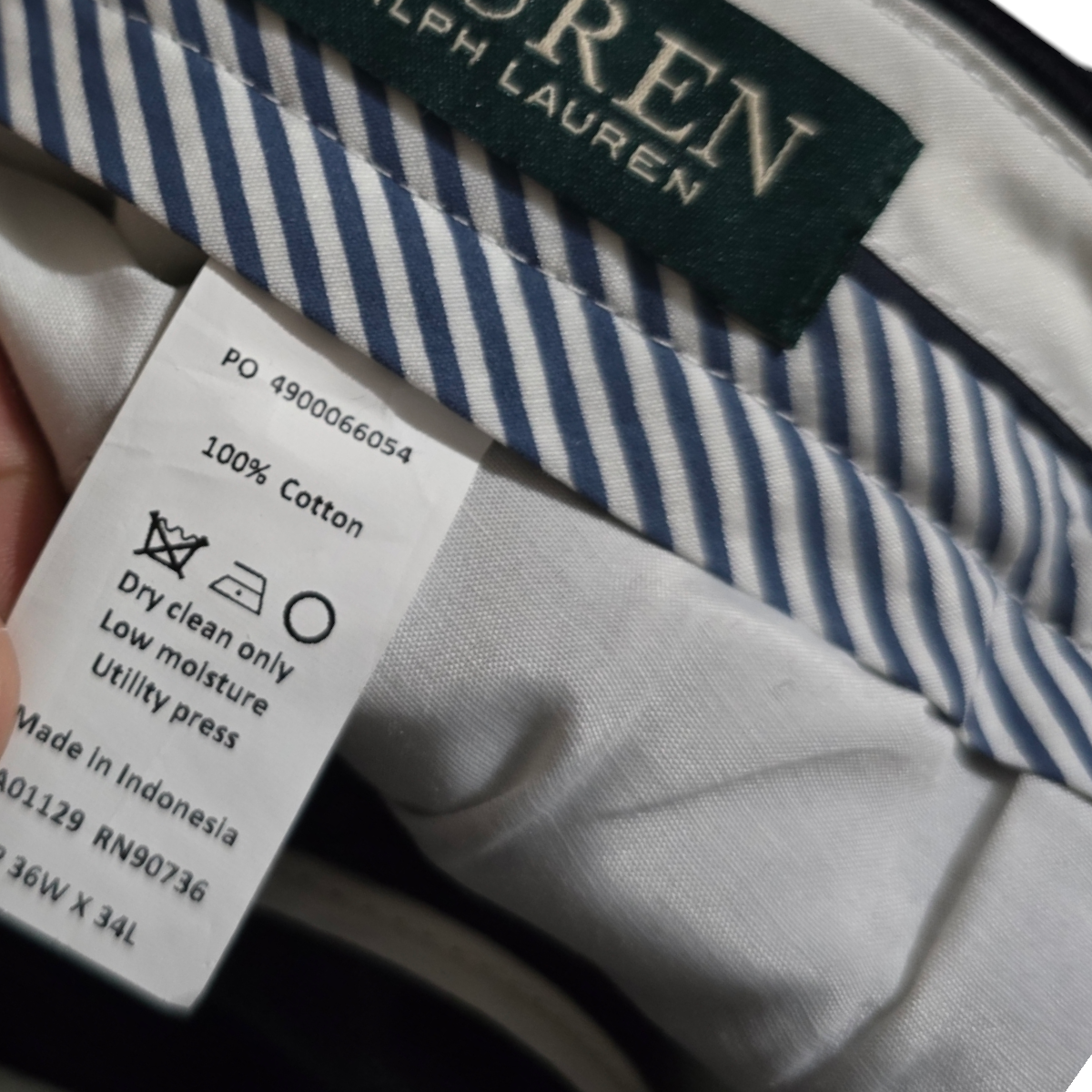 Pantalon Ralph Lauren 36x34 Recto Pana Azul