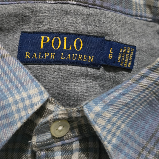Camisa Ralph Lauren Grande L Cuadros Color Azul Gris