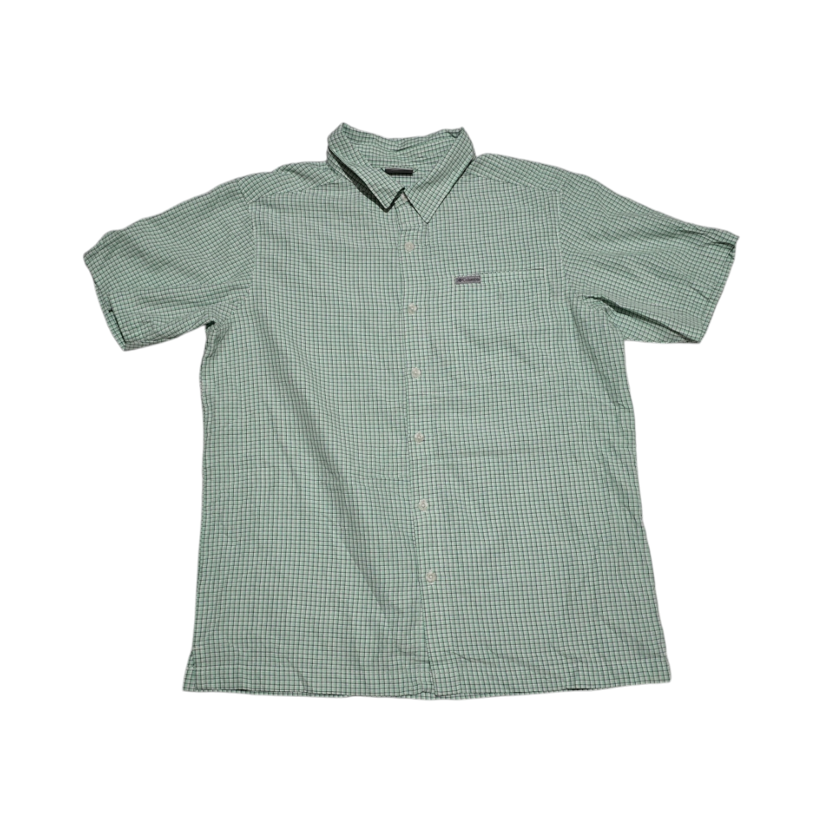 Camisa Manga Corta Columbia Grande L Cuadros Verde