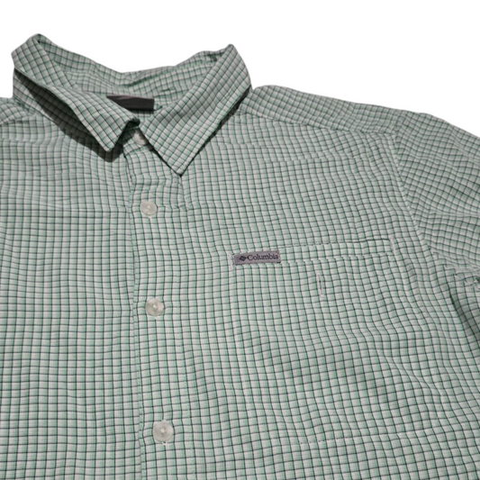 Camisa Manga Corta Columbia Grande L Cuadros Verde
