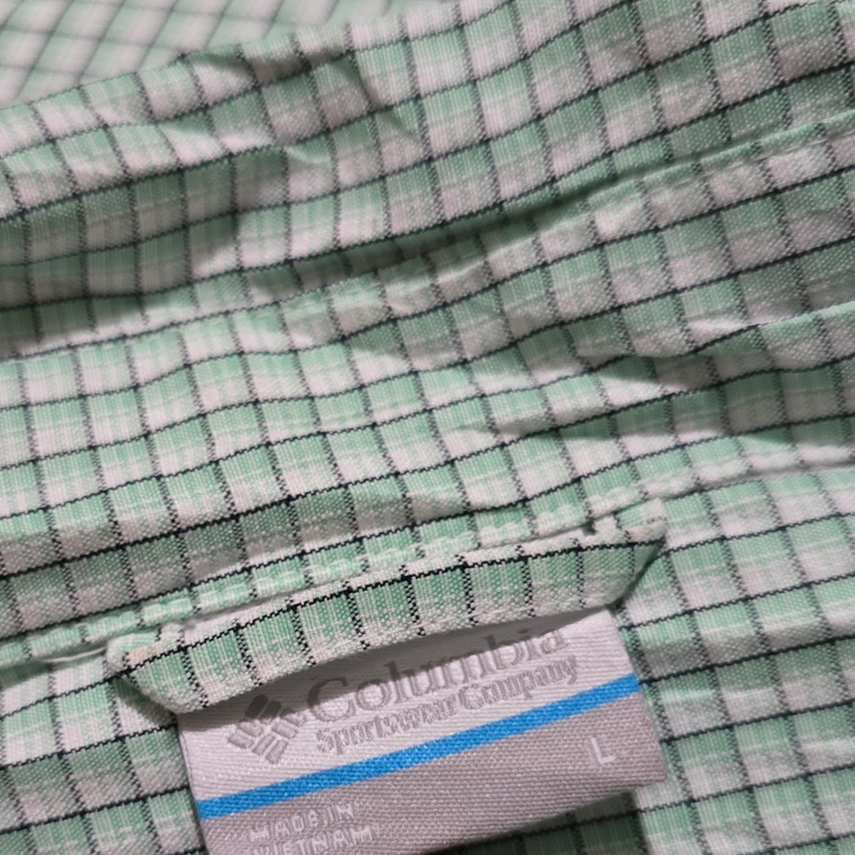 Camisa Manga Corta Columbia Grande L Cuadros Verde