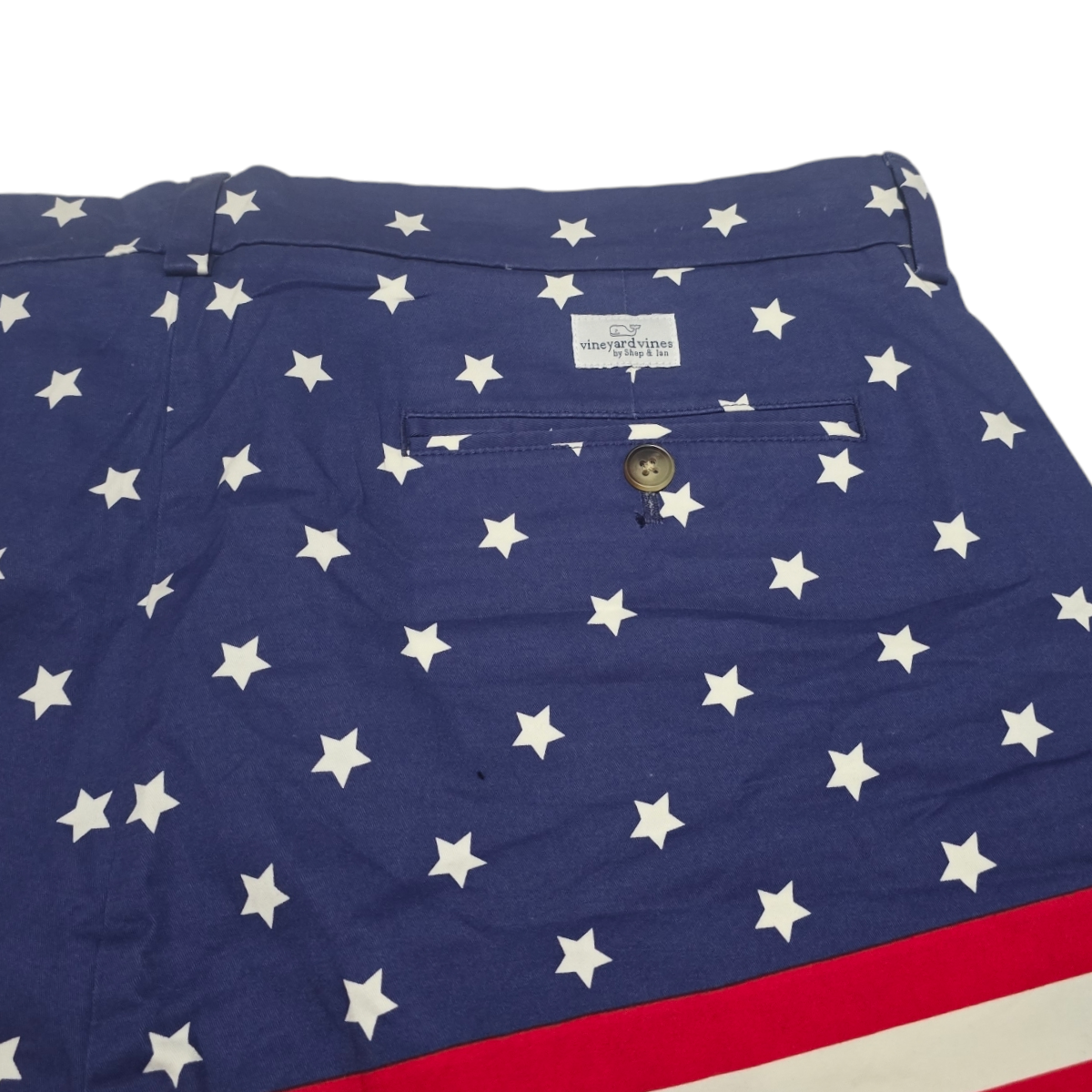 Bermuda Vineyard Vines Talla 38 Azul Rojo Bandera