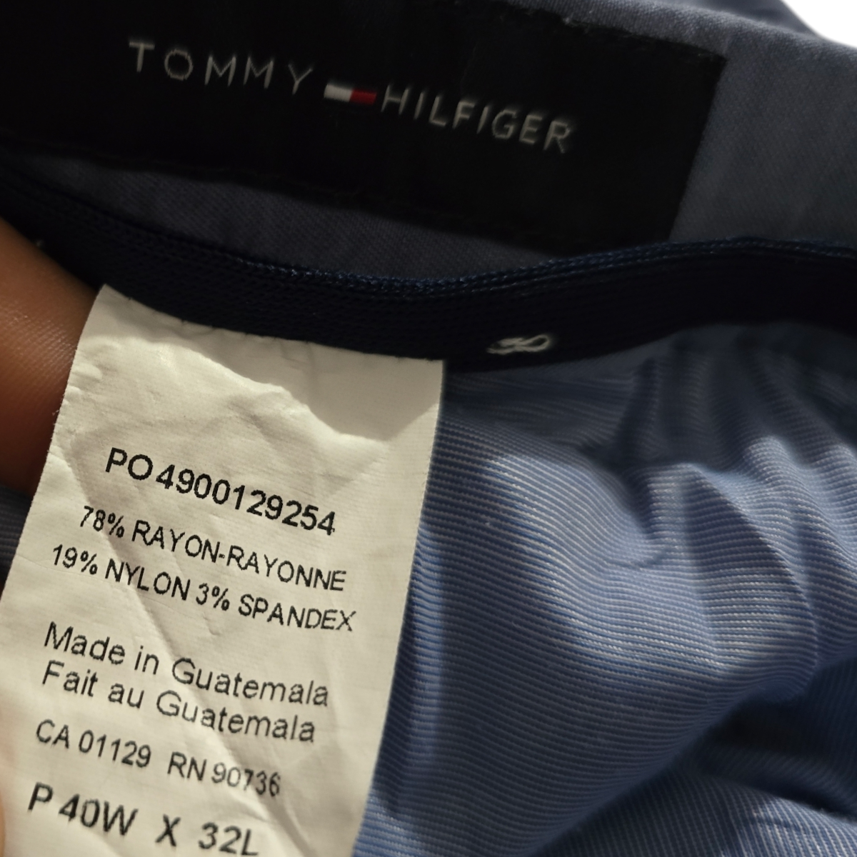Pantalon Recto Tommy Hilfiger 40x32 Azul Metalico