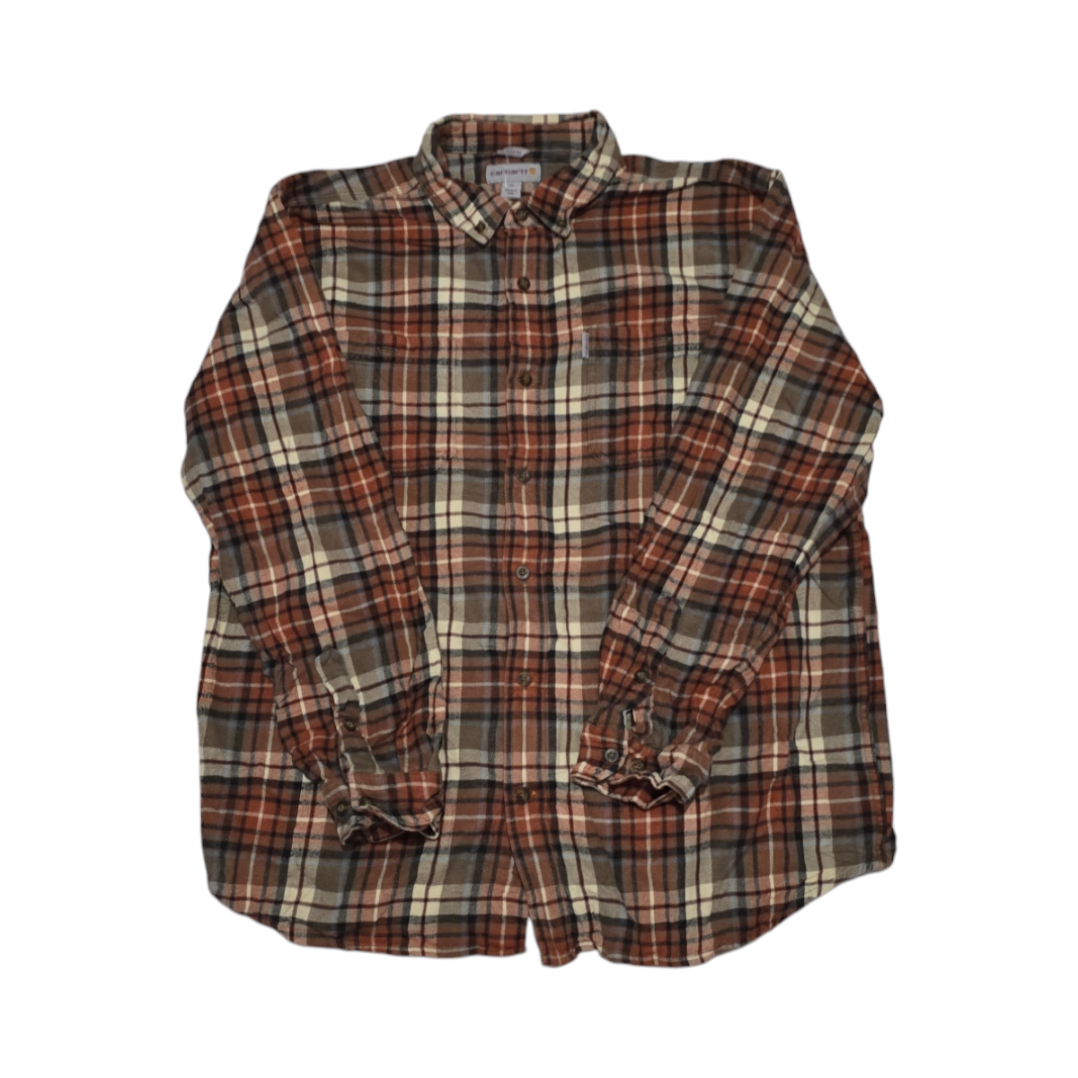 Camisa Carhartt Relaxedfit Xgrande Xl Cuadro Cafe Y Naranja