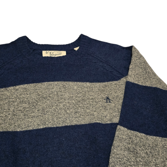 Sueter Penguin Xgrande Xl Azul Con Gris