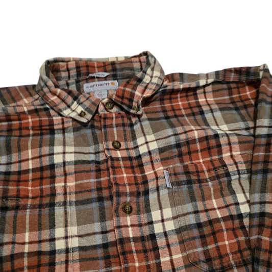 Camisa Carhartt Relaxedfit Xgrande Xl Cuadro Cafe Y Naranja