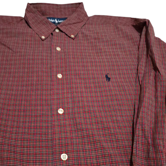 Camisa Ralph Lauren Xgrande Xl 17 Cuadro Vino