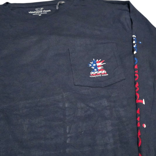 Playera Manga Larga Vineyard Vines Mediana M Azul Piñas