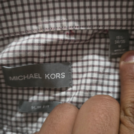 Camisa Michael Kors Mediana M Cuadro Gris Y Blanco